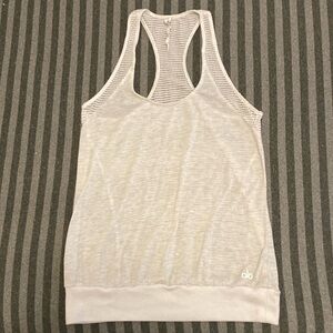 Alo Racerback Mesh Tank Heather White (White x Gray) Size S